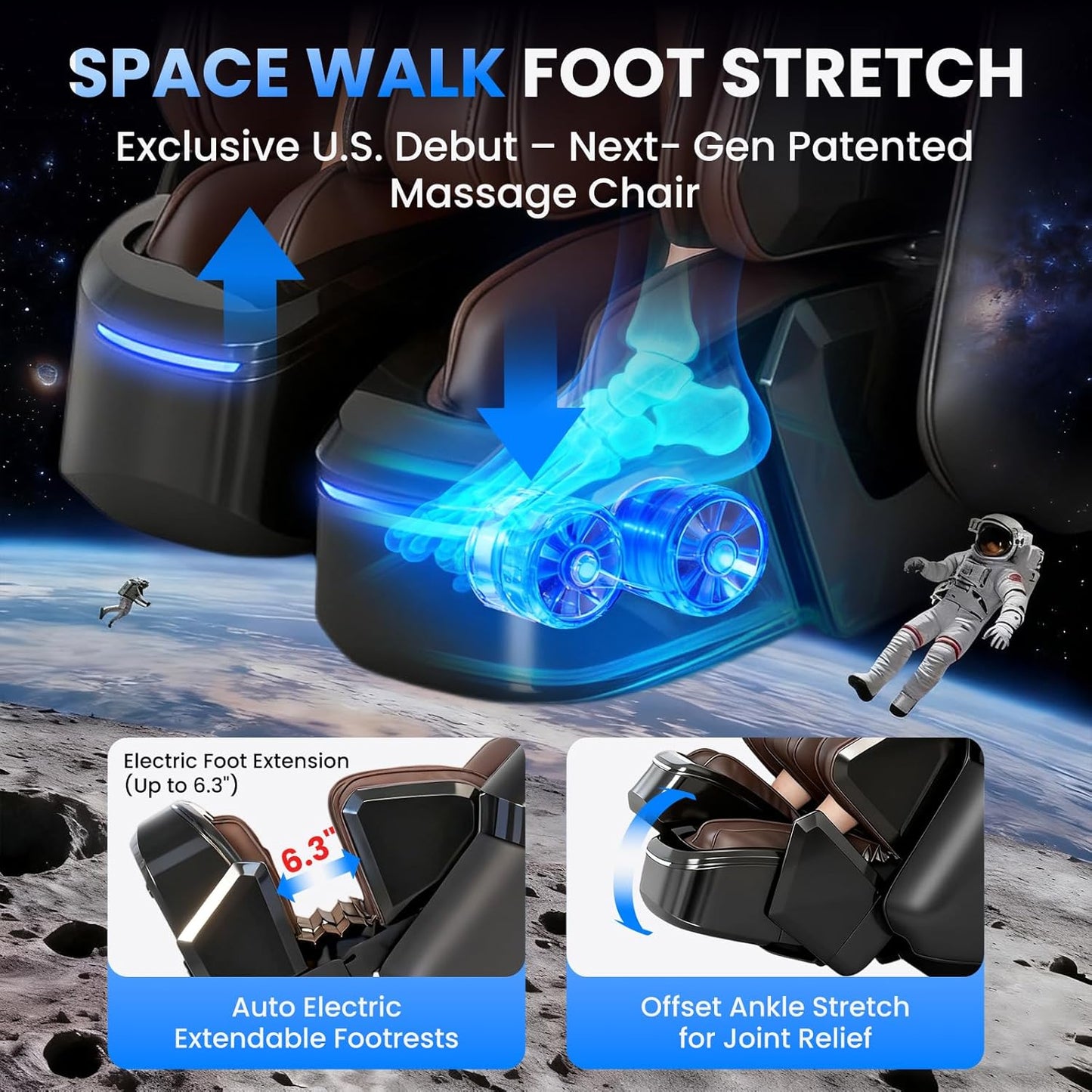 4D Massage Chair Full Body with Space Walk & Ankle Stretch, 2026 Zero Gravity 55“ SL-Track Shiatsu Massage Chair Recliner, Electric Calfrest Extension & Foot Rollers, AI Voice Control S002 Black