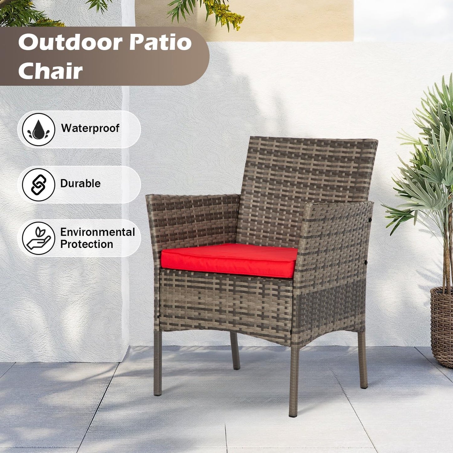 FDW 4-Piece Patio Furniture Set | Black | Outdoor Wicker Furniture | with Coffee Table | Modern Rattan Chairs Conversation Set | Outdoor Seating | Weather-Resistant | for Porch, Garden, Lawn
