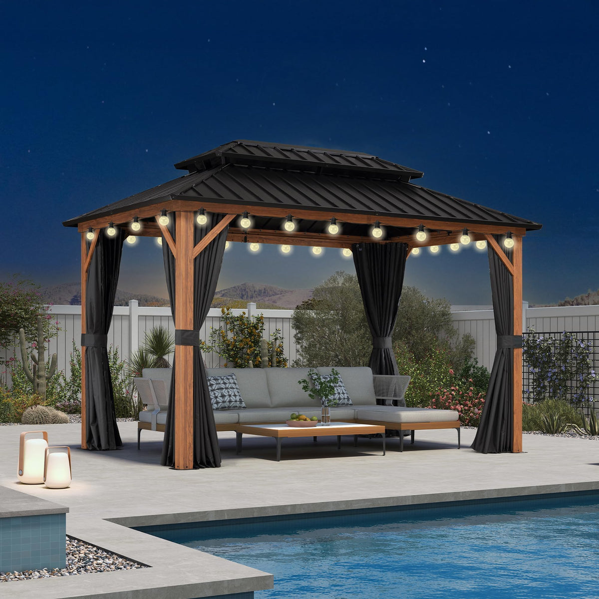 PURPLE LEAF Sunroom 12' x 14' Solarium Double Roof Gazebo, Sliding Doors