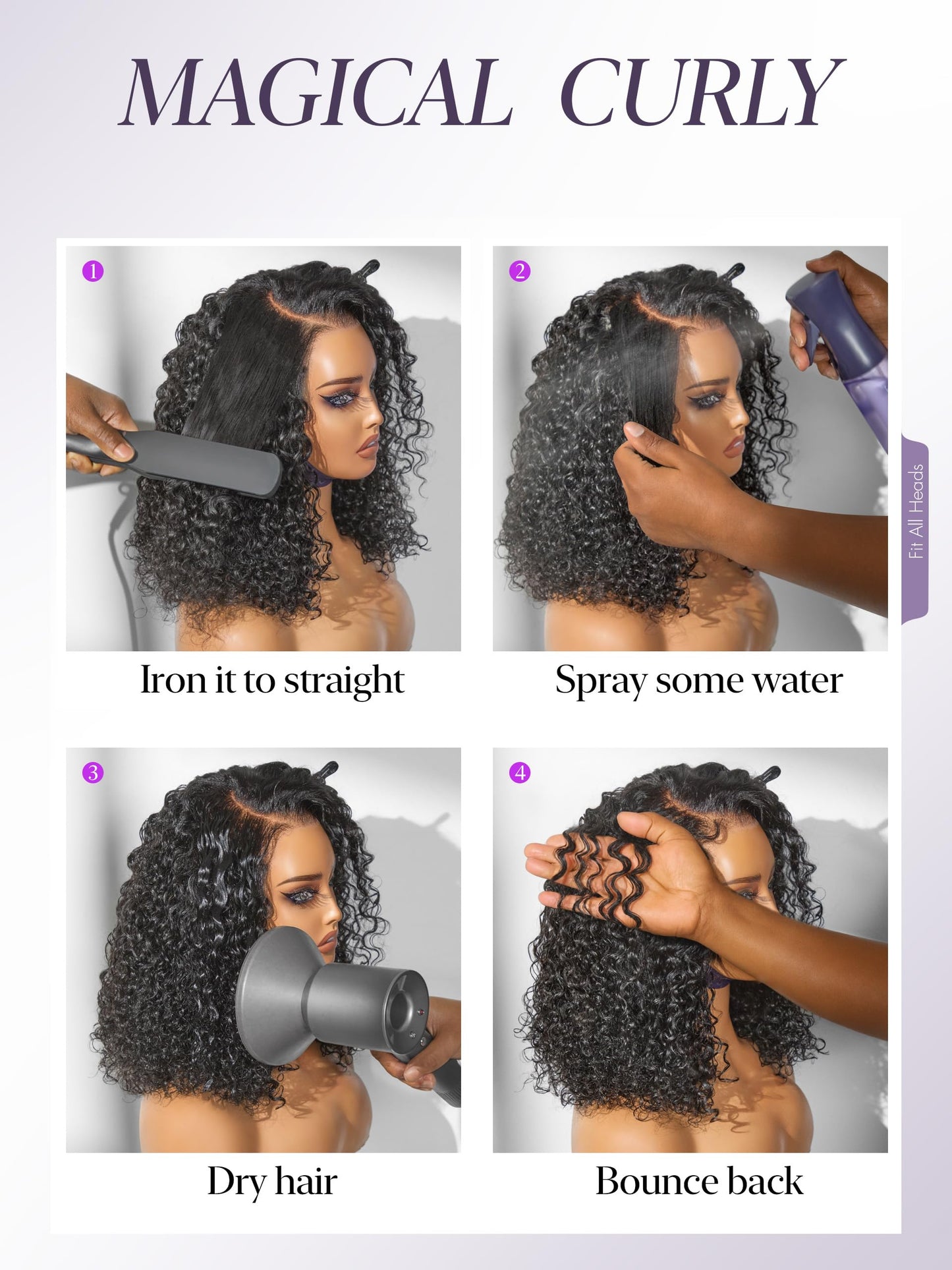 LUVME HAIR 12" Curly Bob Glueless with Blonde Highlights Wigs Human Hair | Without Spray Wigs Pre Plucked Pre Cut Undetectable HD Lace No-Glue Need Protective Wig Short Ready to Go Wig 180 Density