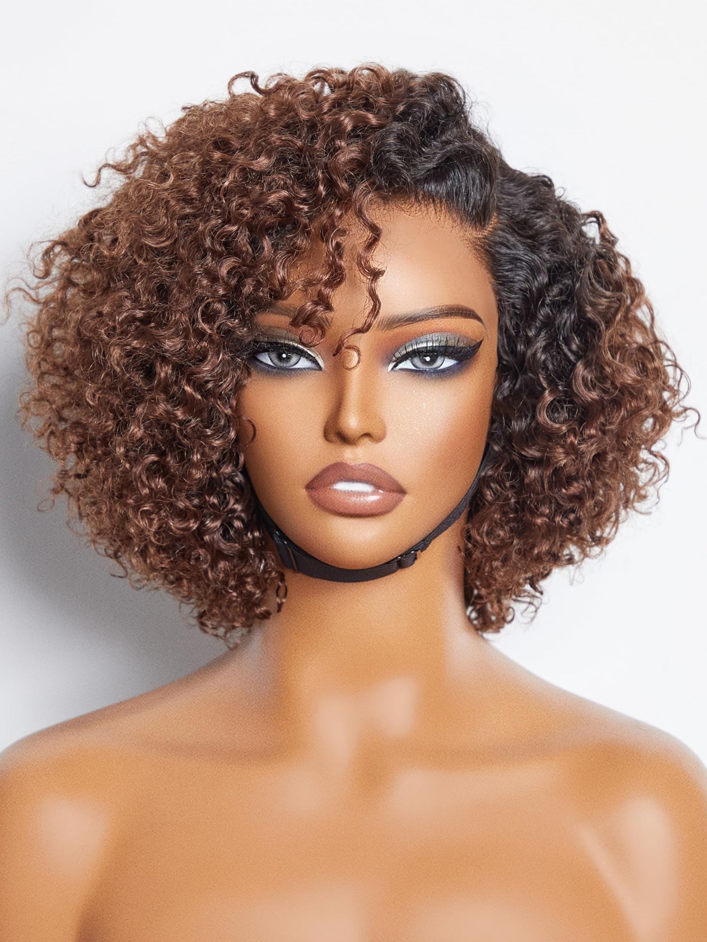 LUVME HAIR 12" Curly Bob Glueless with Blonde Highlights Wigs Human Hair | Without Spray Wigs Pre Plucked Pre Cut Undetectable HD Lace No-Glue Need Protective Wig Short Ready to Go Wig 180 Density