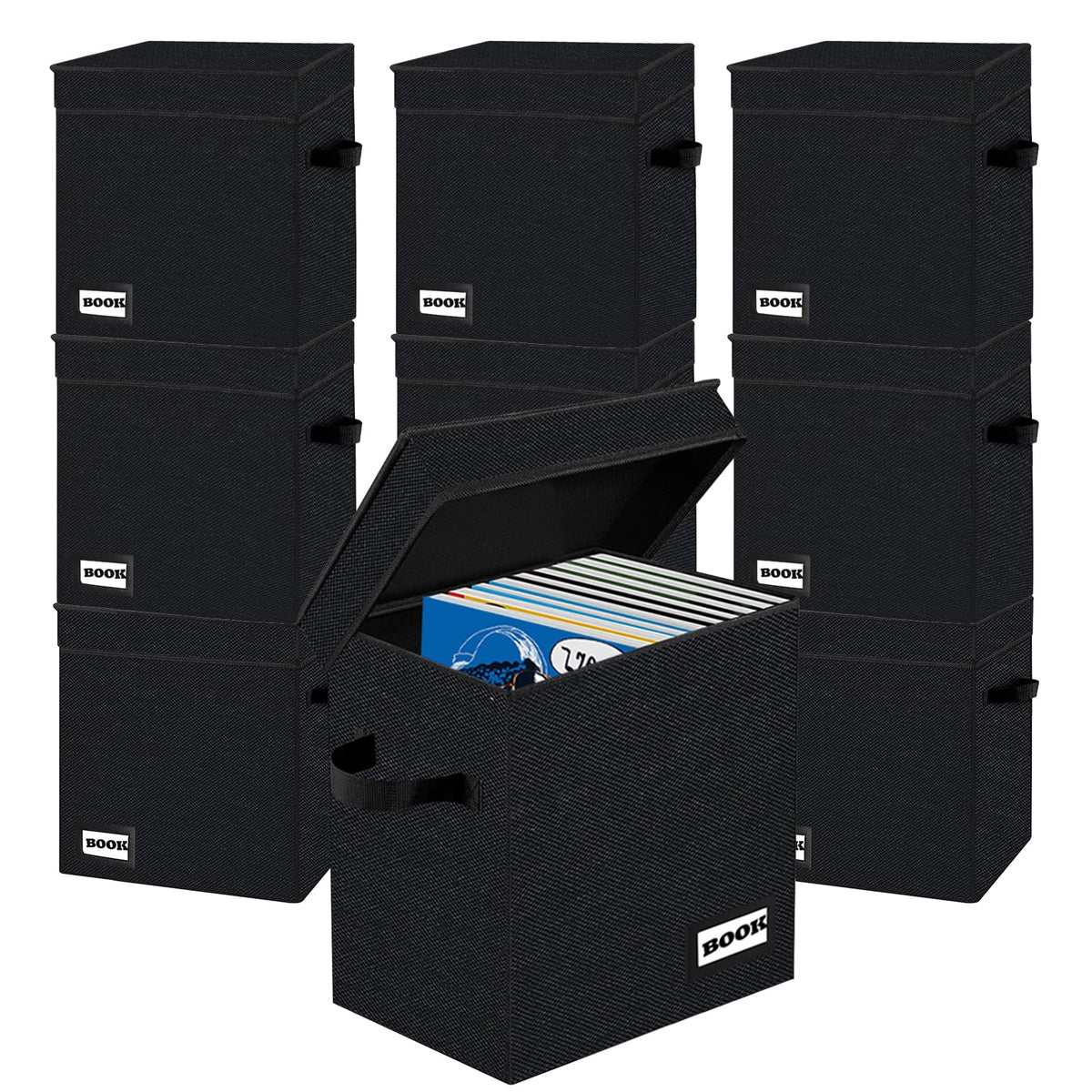 Comic Book Storage Box, 15.8" X 7.8" X 11.8", Heavy Duty Collapsible Holds 160-180 Comic Book Bin Container Holder Shelf (Cartoon Bombs)