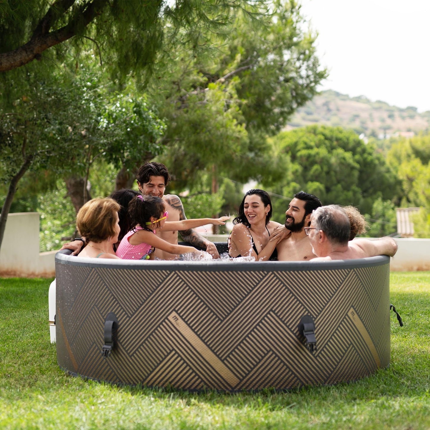 MSpa 6-Person Inflatable Hot Tub, Round Bubble Massage Spa, Champagne Gold | 138 Air Jets, Heats to 104F, 2200W PTC Heater, Drop-Stitch Walls, WiFi App Control, Auto-Filtration, All-in-One Control Box