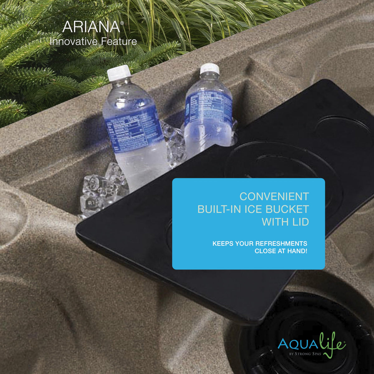 Ariana Outdoor Hot Tub, 6 Person Therapeutic Spa, 30 Jets, Underwater LED Lighting System, Insulated Spa Cover, Aqualife by Strong Spas