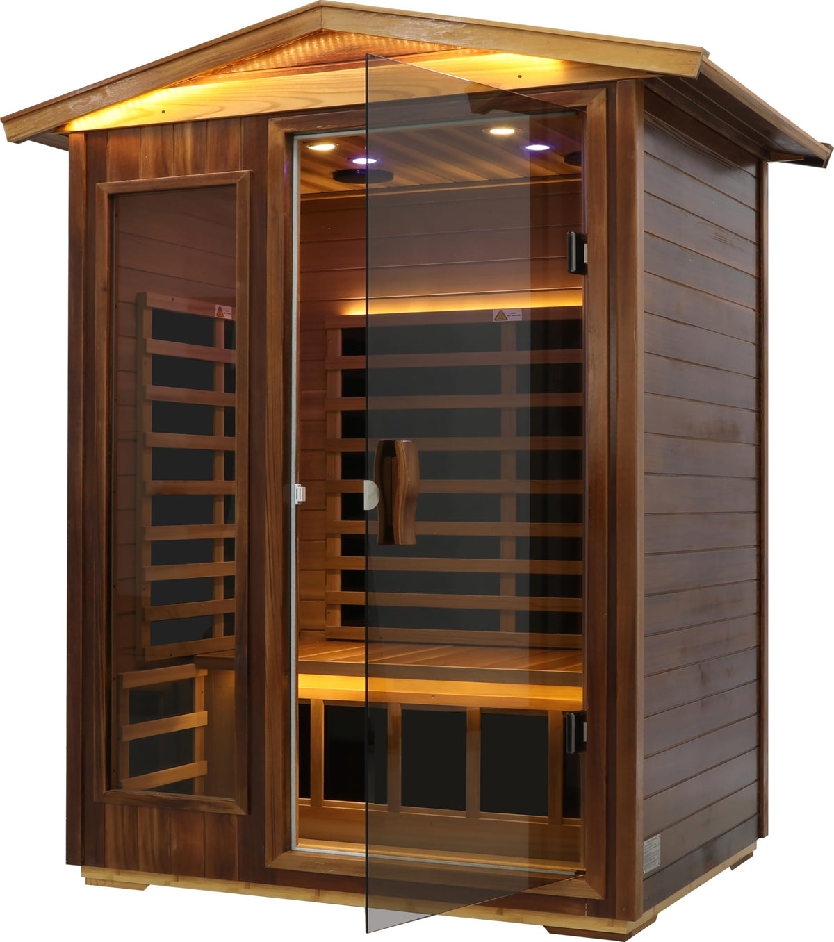 LTCCDSS Ultra-Low EMF Outdoor Infrared Sauna 2 Person, Composite Wood Far Infrared Sauna for Home, EMF 0.1-1mG, Bluetooth & Chromotherapy