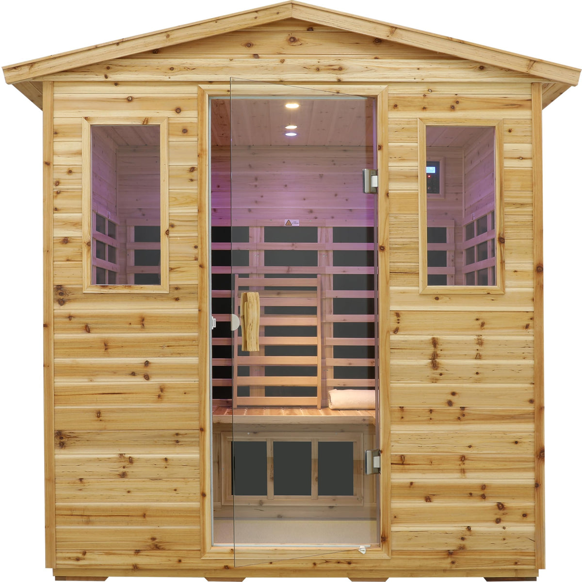 LTCCDSS Ultra-Low EMF Outdoor Infrared Sauna 2 Person, Composite Wood Far Infrared Sauna for Home, EMF 0.1-1mG, Bluetooth & Chromotherapy