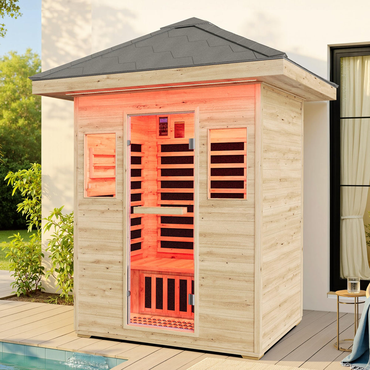 Albott 4 Person Infrared Sauna with 7-Color Light Therapy, Low EMF 2145W