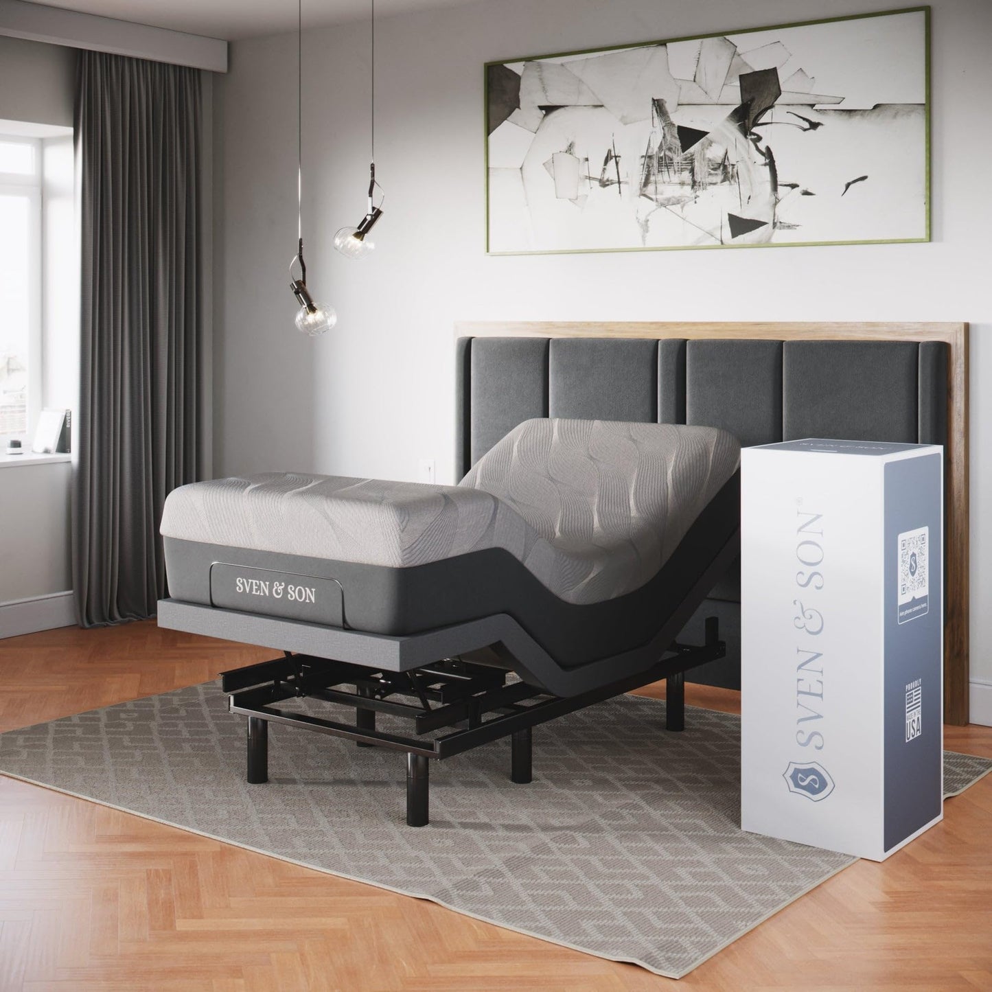 Sven & Son Classic Adjustable Bed Base, Head and Foot Lift, Massage, Under-Bed Lights, USB, Gel Memory, Zero Gravity Smart Frame - Full + 10 inch Memory Foam Matt (Firm)