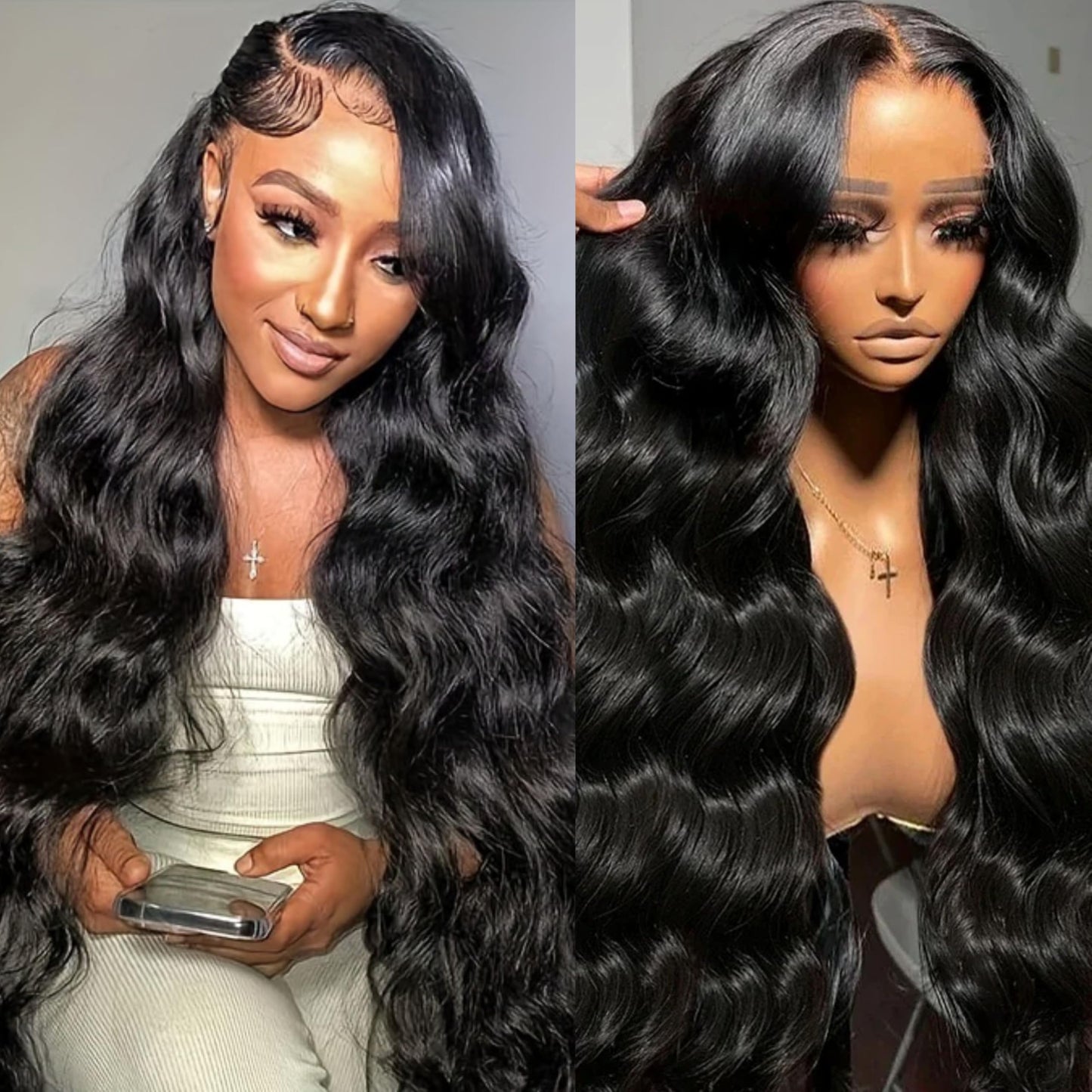 miear 360 Drawstring Lace Front Wigs Human Hair 4/27 Highlight Ombre Wig | 360 HD Full Lace Frontal Wig Body Wave Lace Front Wig Pre Plucked for Black Women 180% Density Honey Blonde Color 28inch