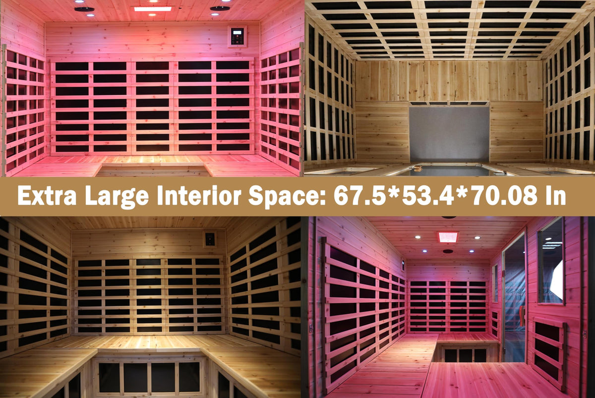 LTCCDSS Ultra-Low EMF Outdoor Infrared Sauna 2 Person, Composite Wood Far Infrared Sauna for Home, EMF 0.1-1mG, Bluetooth & Chromotherapy