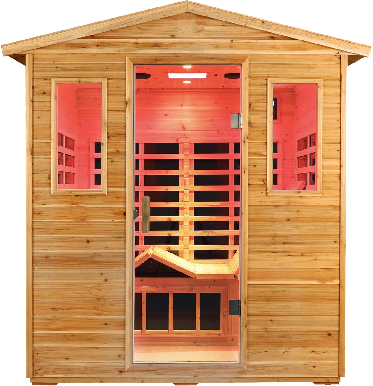 LTCCDSS Ultra-Low EMF Outdoor Infrared Sauna 2 Person, Composite Wood Far Infrared Sauna for Home, EMF 0.1-1mG, Bluetooth & Chromotherapy