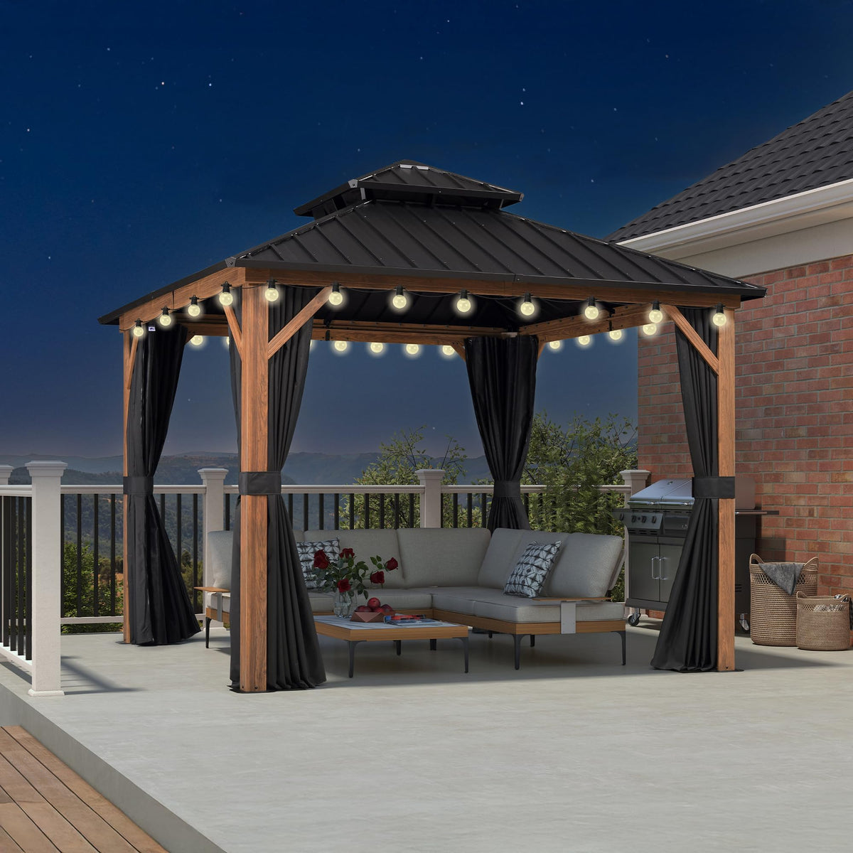 PURPLE LEAF Sunroom 12' x 14' Solarium Double Roof Gazebo, Sliding Doors