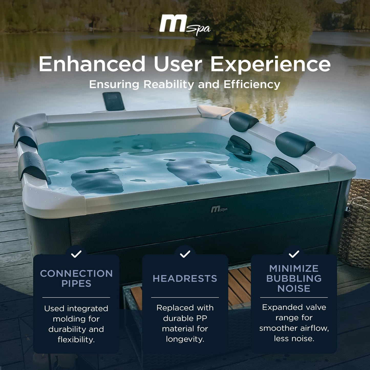 MSpa Square Hydro Jets Bubble Spa with Hard Exterior & Soft Lining Interior | 4 to 6 Person Hot Tub with 2 Covers (1 Standard and 1 Energy-Efficient Cover), Oslo