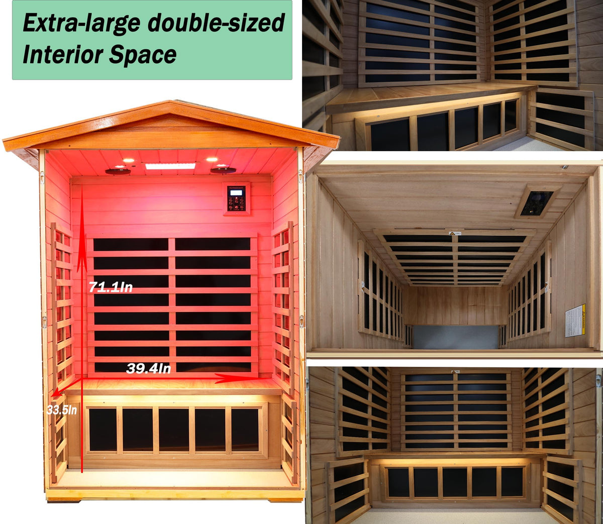 LTCCDSS Ultra-Low EMF Outdoor Infrared Sauna 2 Person, Composite Wood Far Infrared Sauna for Home, EMF 0.1-1mG, Bluetooth & Chromotherapy