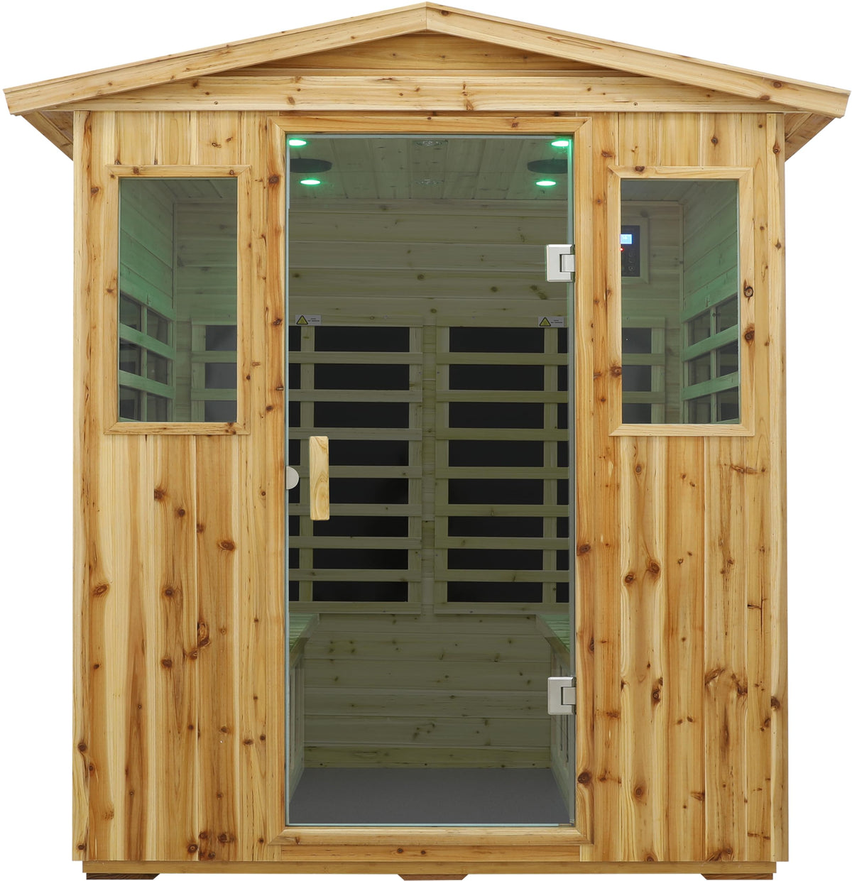 LTCCDSS Ultra-Low EMF Outdoor Infrared Sauna 2 Person, Composite Wood Far Infrared Sauna for Home, EMF 0.1-1mG, Bluetooth & Chromotherapy