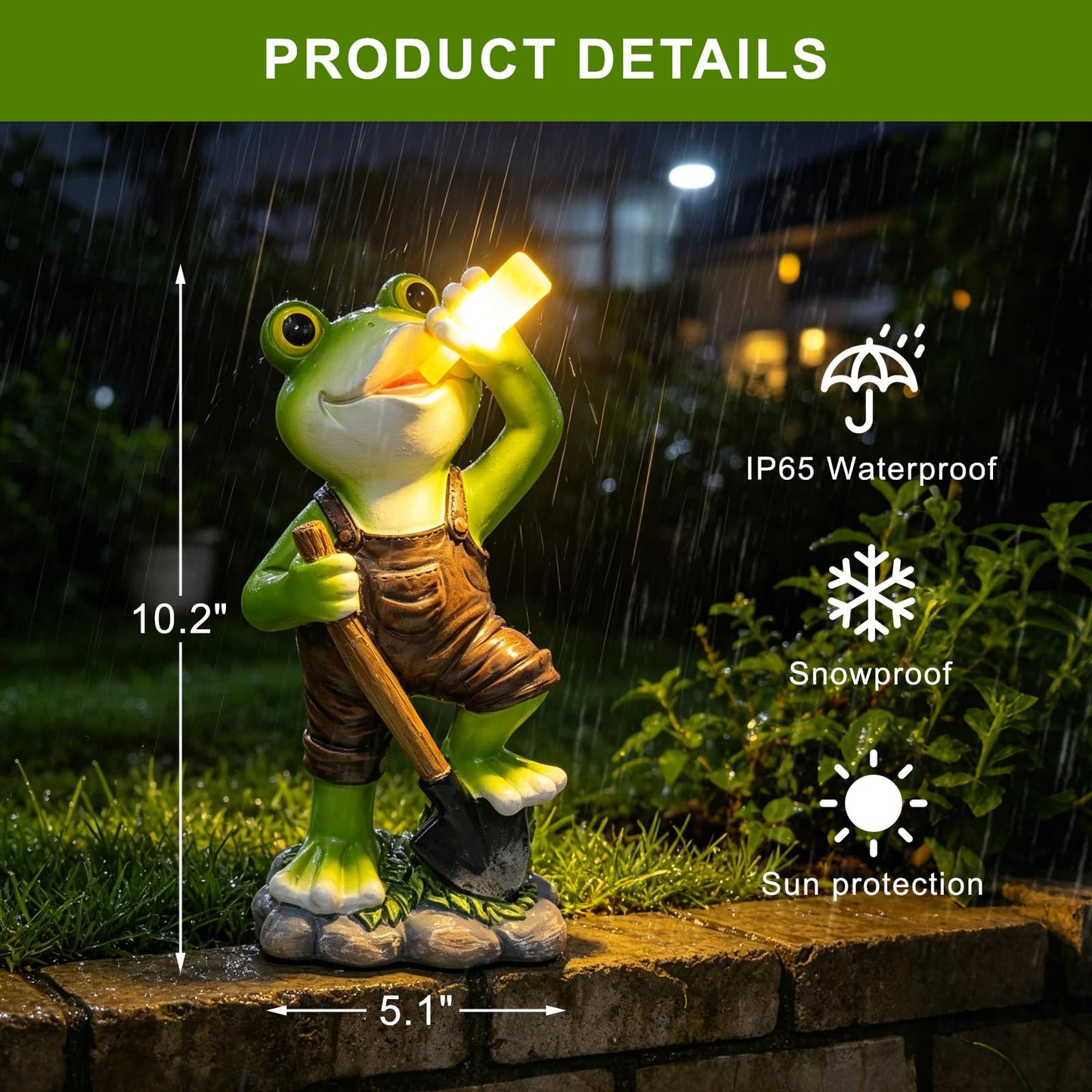 Solar Frog with Umbrella Statue - LED Solar Powered Garden Decor, Auto On/Off Waterproof Resin Outdoor Sculpture for Patio, Yard, Pond, Unique Gardening Gifts for Women & Mom