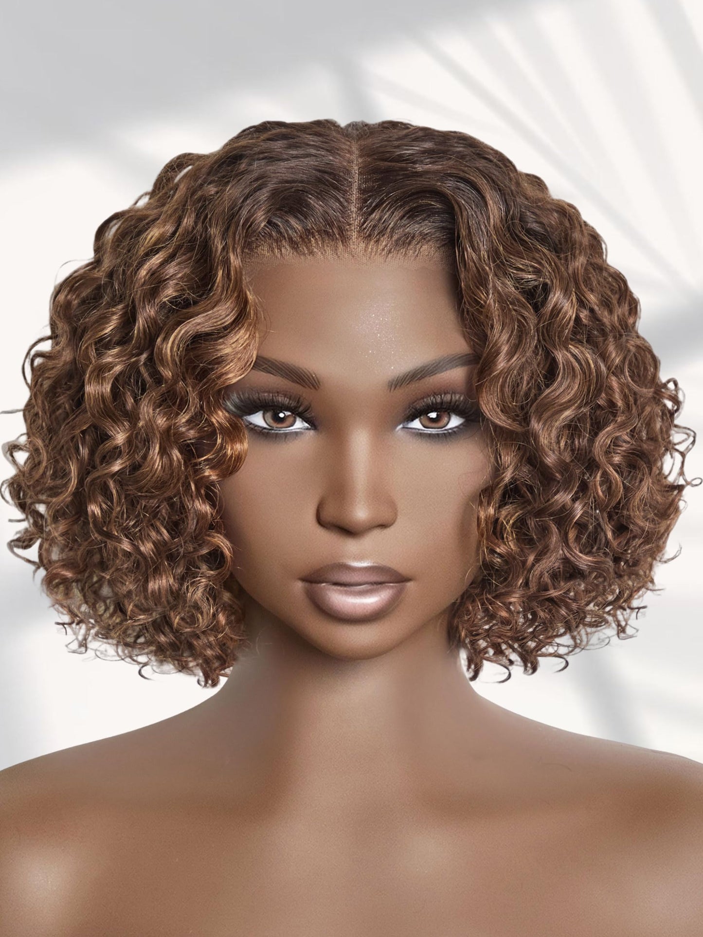 LUVME HAIR 12" Curly Bob Glueless with Blonde Highlights Wigs Human Hair | Without Spray Wigs Pre Plucked Pre Cut Undetectable HD Lace No-Glue Need Protective Wig Short Ready to Go Wig 180 Density