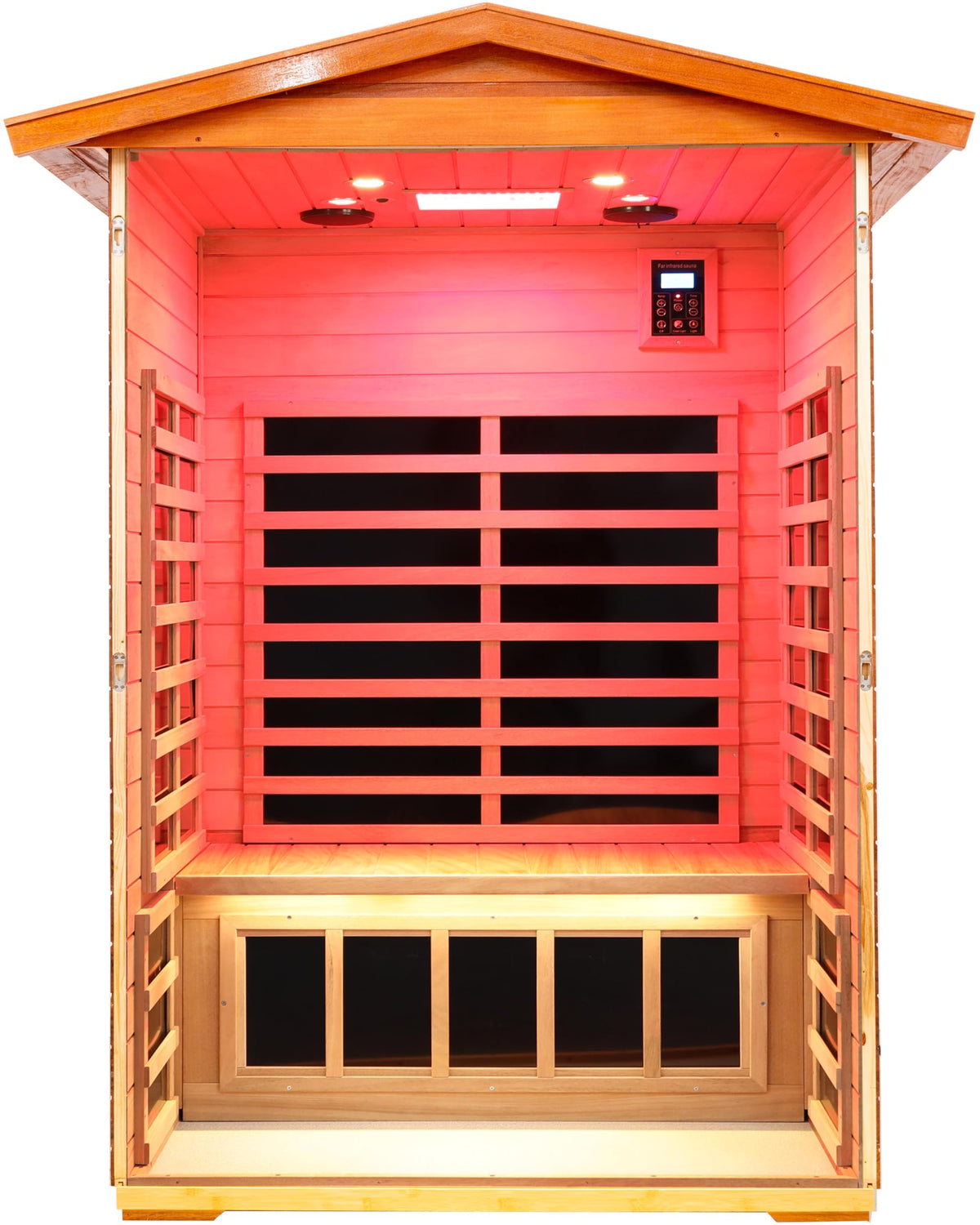 LTCCDSS Ultra-Low EMF Outdoor Infrared Sauna 2 Person, Composite Wood Far Infrared Sauna for Home, EMF 0.1-1mG, Bluetooth & Chromotherapy