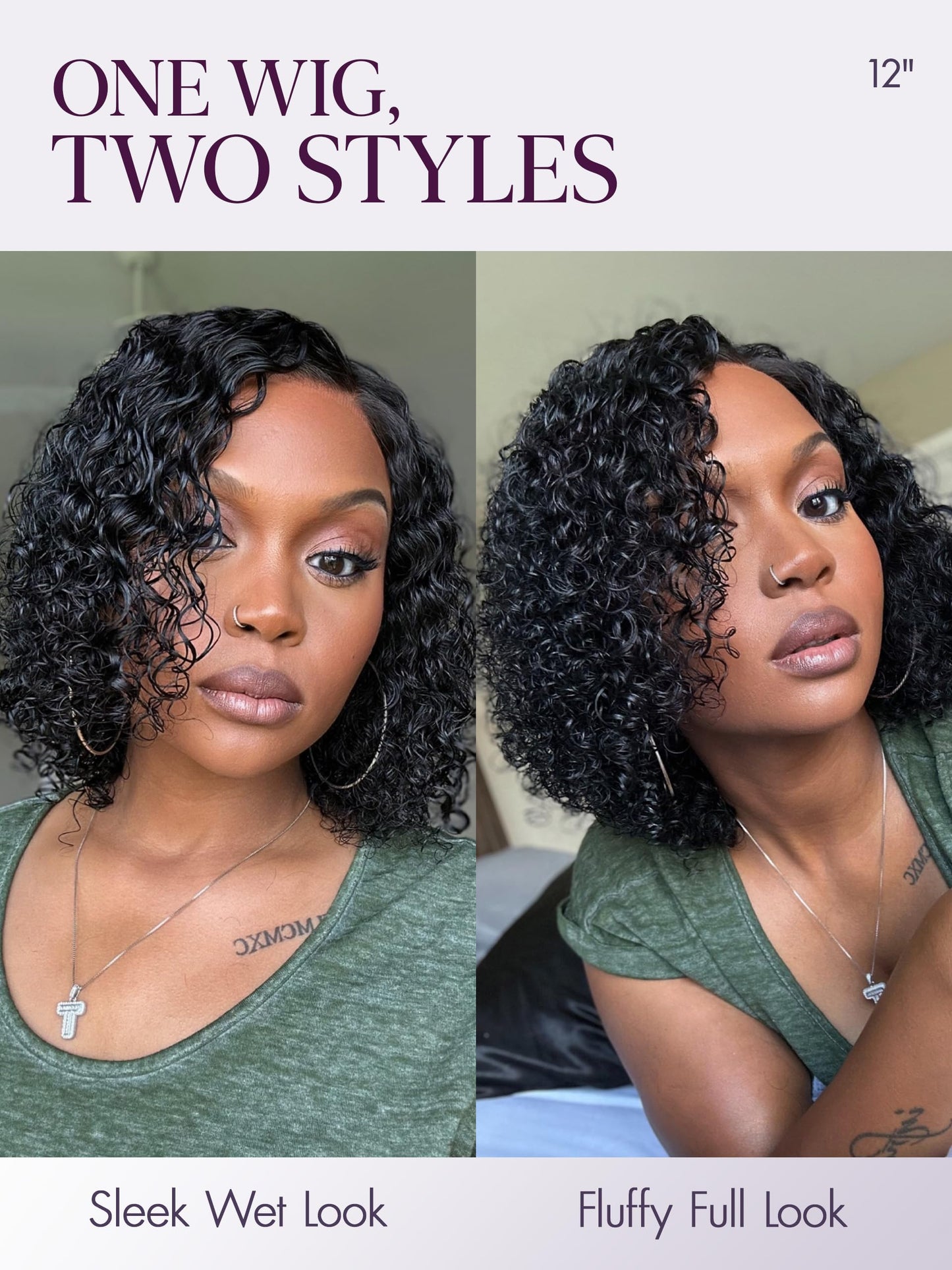 LUVME HAIR 12" Curly Bob Glueless with Blonde Highlights Wigs Human Hair | Without Spray Wigs Pre Plucked Pre Cut Undetectable HD Lace No-Glue Need Protective Wig Short Ready to Go Wig 180 Density