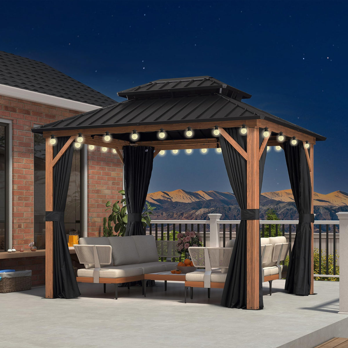 PURPLE LEAF Sunroom 12' x 14' Solarium Double Roof Gazebo, Sliding Doors