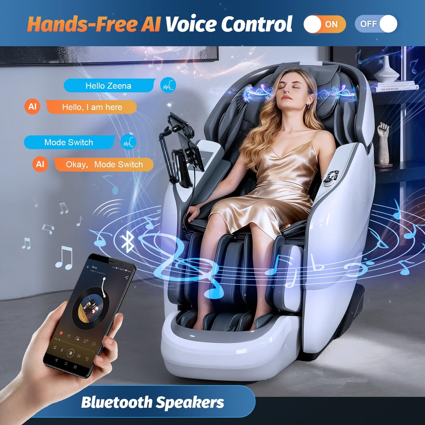 Massage Chair Full Body, 2026 Zero Gravity SL-Track Shiatsu Massage Chairs Recliner with AI Voice, LED Backlight Remote Control, Waist & Calf Heating, Phone Joystick and Holder, G6 Black