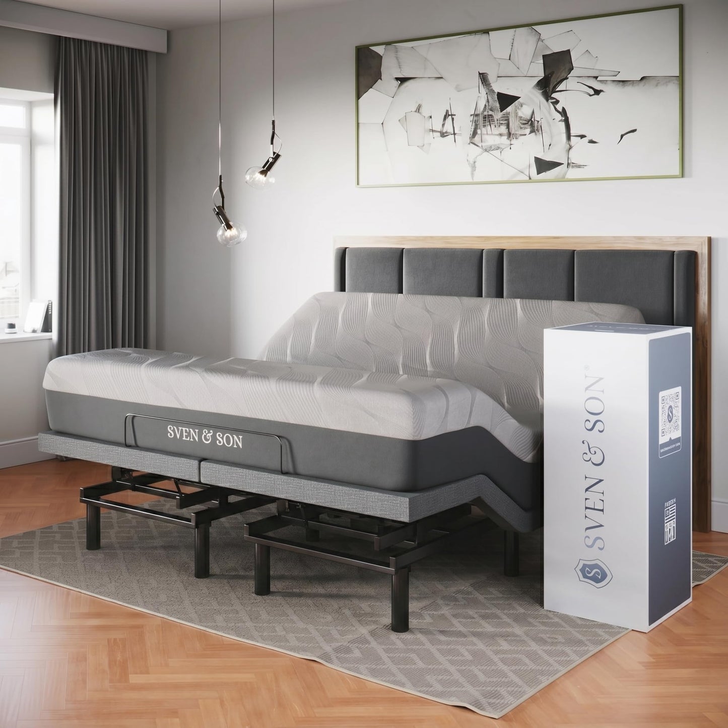 Sven & Son Classic Adjustable Bed Base, Head and Foot Lift, Massage, Under-Bed Lights, USB, Gel Memory, Zero Gravity Smart Frame - Full + 10 inch Memory Foam Matt (Firm)