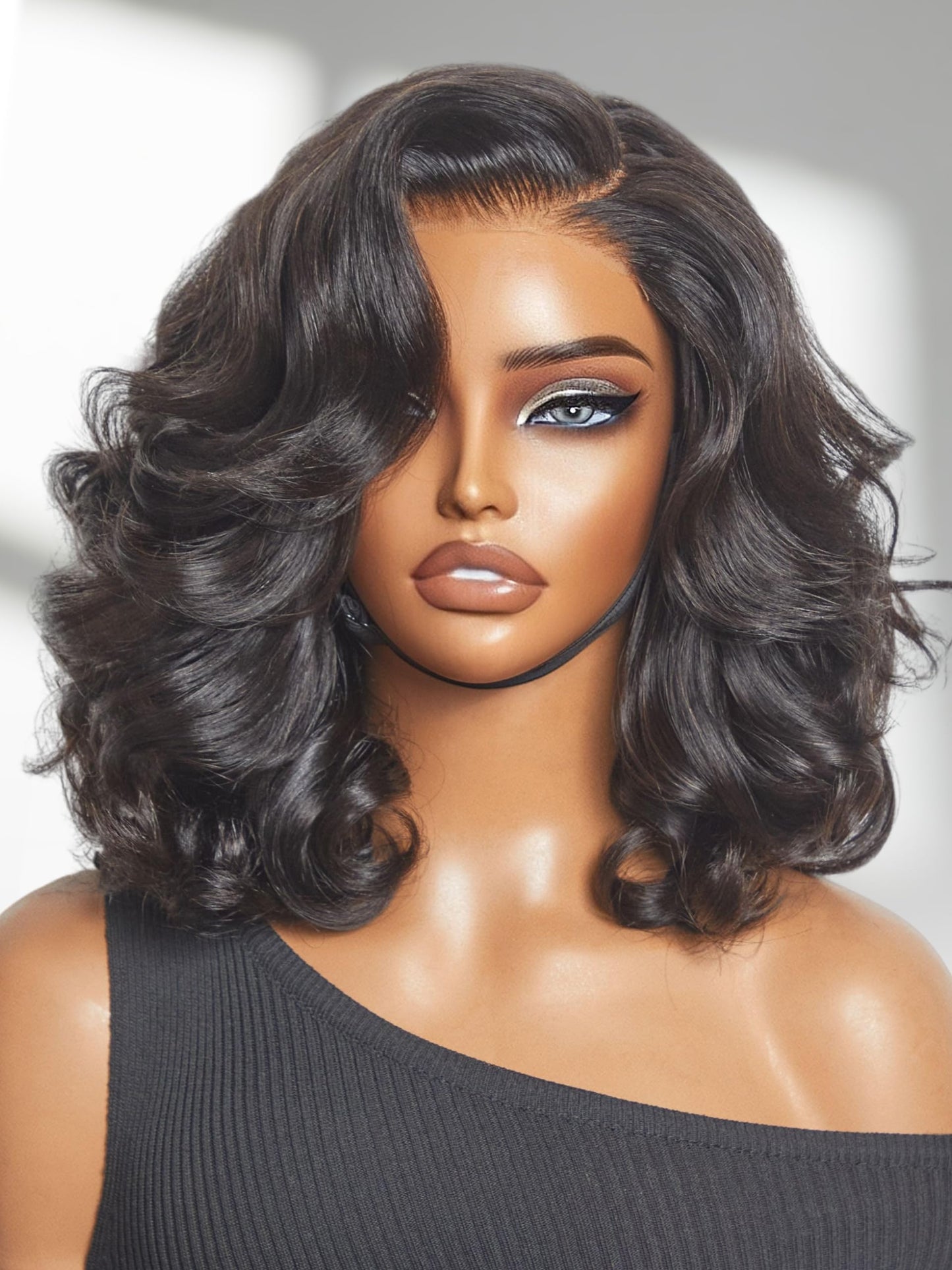 LUVME HAIR 12" Curly Bob Glueless with Blonde Highlights Wigs Human Hair | Without Spray Wigs Pre Plucked Pre Cut Undetectable HD Lace No-Glue Need Protective Wig Short Ready to Go Wig 180 Density