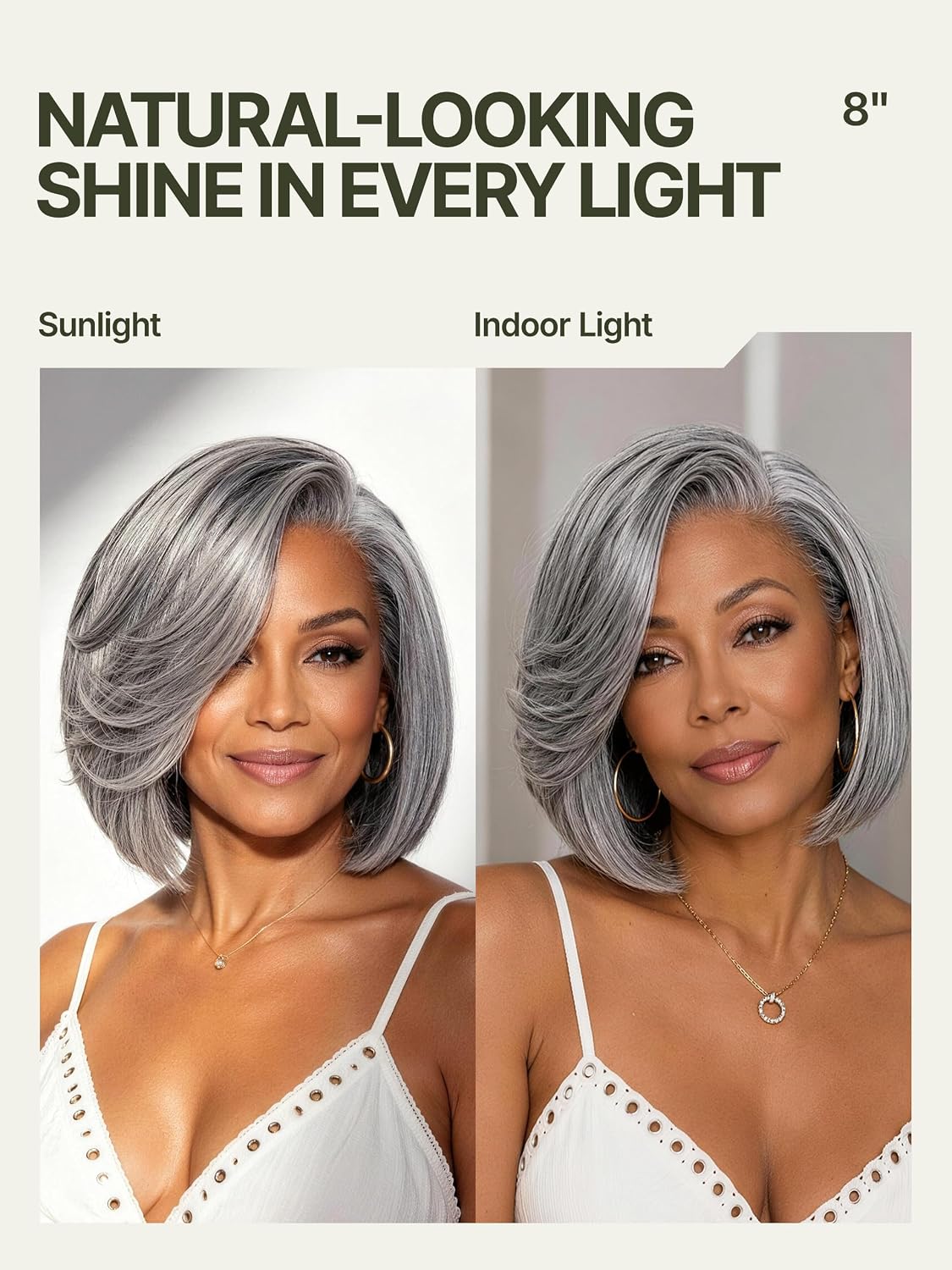 Short Straight Layered Bob Wig Glueless Wig for Black Women 8 Inch