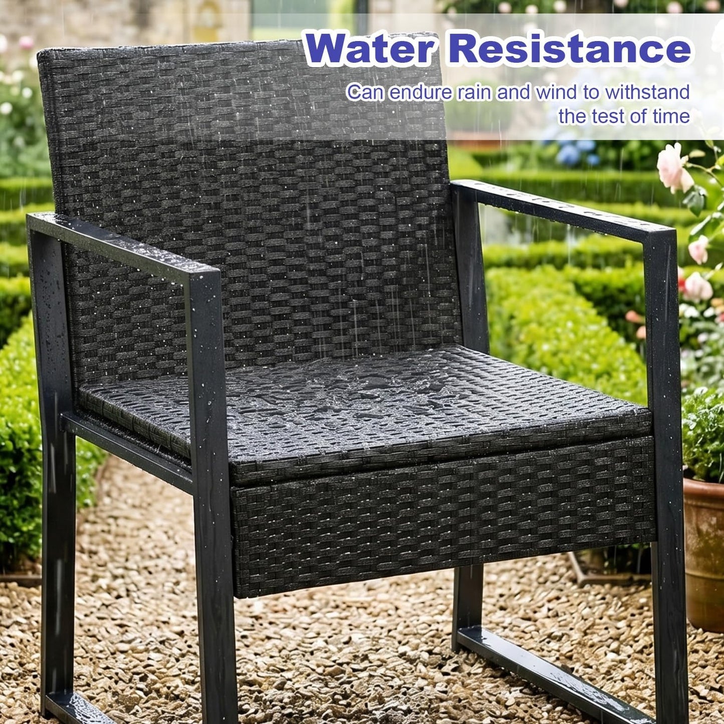 FDW 4-Piece Patio Furniture Set | Black | Outdoor Wicker Furniture | with Coffee Table | Modern Rattan Chairs Conversation Set | Outdoor Seating | Weather-Resistant | for Porch, Garden, Lawn
