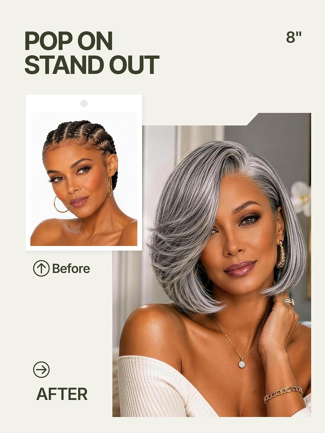 Short Straight Layered Bob Wig Glueless Wig for Black Women 8 Inch