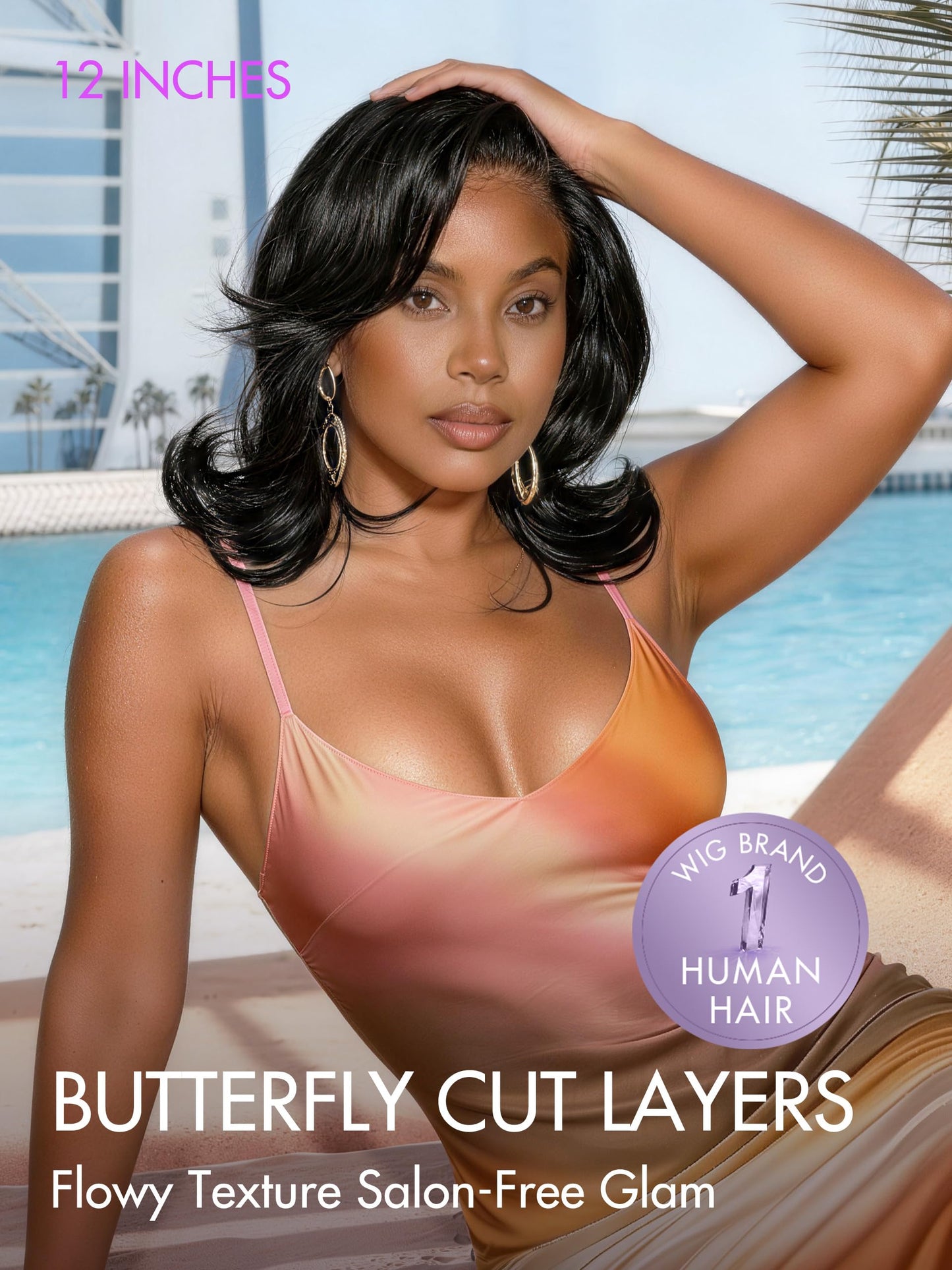 LUVME HAIR 12" Curly Bob Glueless with Blonde Highlights Wigs Human Hair | Without Spray Wigs Pre Plucked Pre Cut Undetectable HD Lace No-Glue Need Protective Wig Short Ready to Go Wig 180 Density