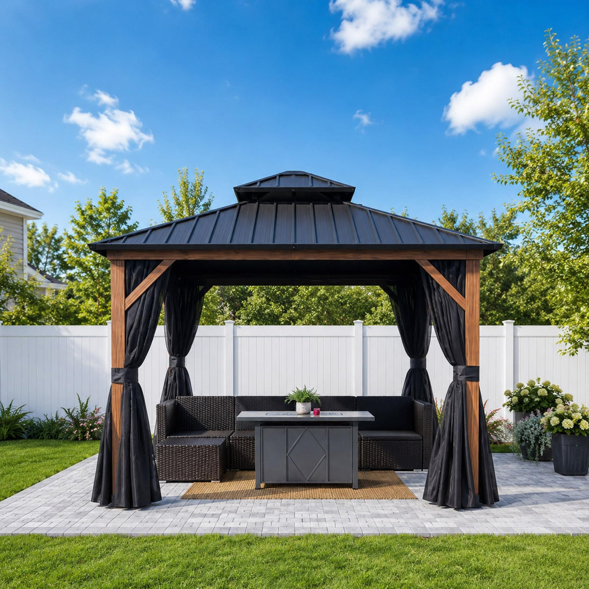 PURPLE LEAF Sunroom 12' x 14' Solarium Double Roof Gazebo, Sliding Doors