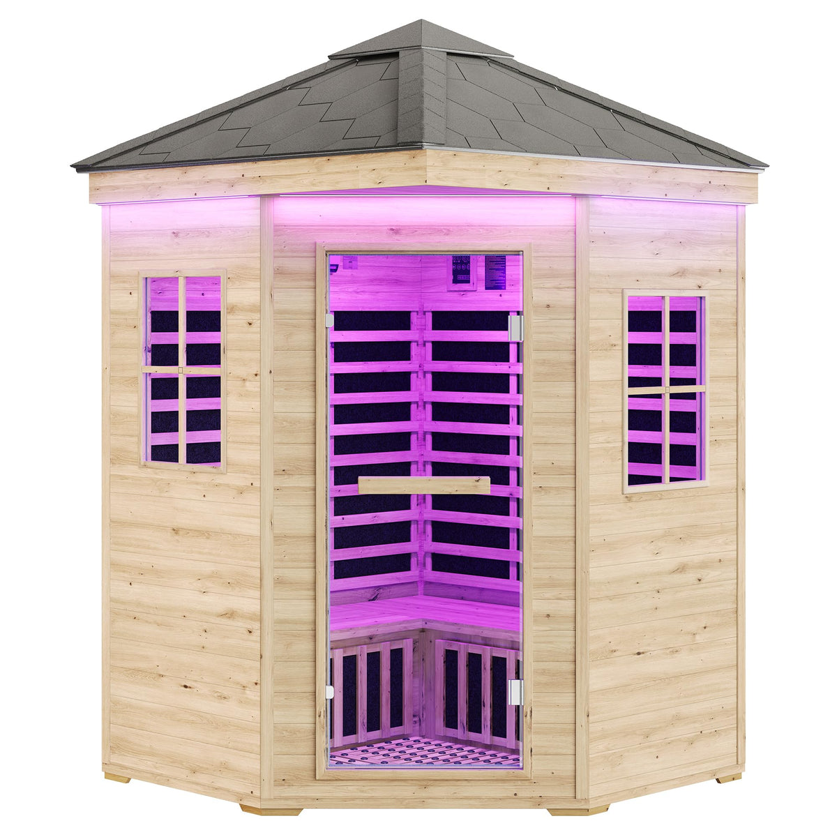 Albott 4 Person Infrared Sauna with 7-Color Light Therapy, Low EMF 2145W