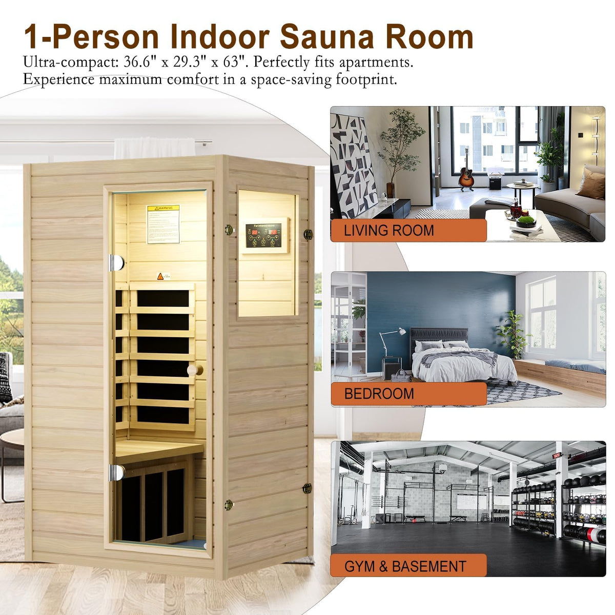 LTCCDSS Ultra-Low EMF Outdoor Infrared Sauna 2 Person, Composite Wood Far Infrared Sauna for Home, EMF 0.1-1mG, Bluetooth & Chromotherapy