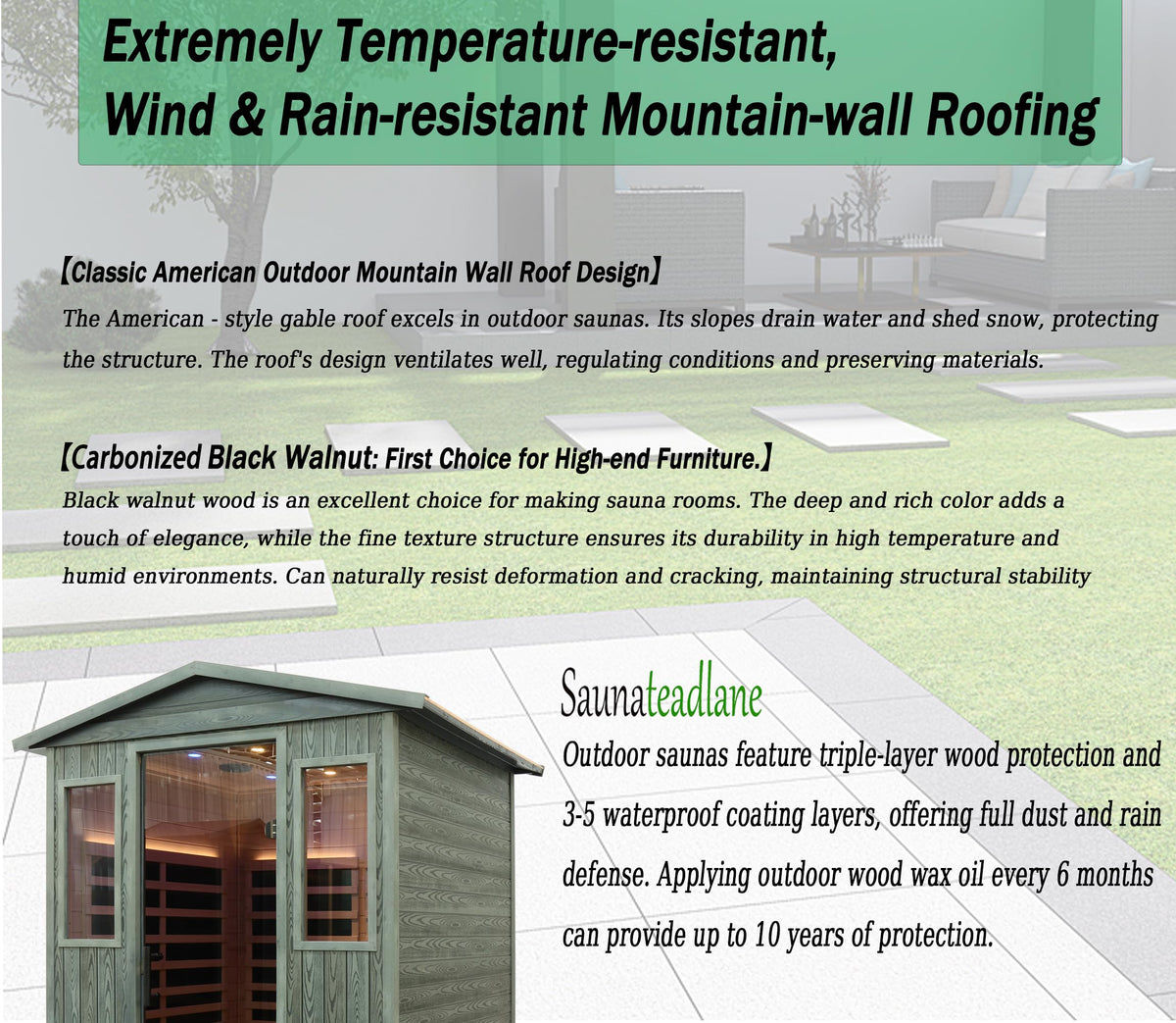 LTCCDSS Full Spectrum Outdoor Sauna 4 Person, Far Infrared, Low EMF, Chromotherapy & Bluetooth