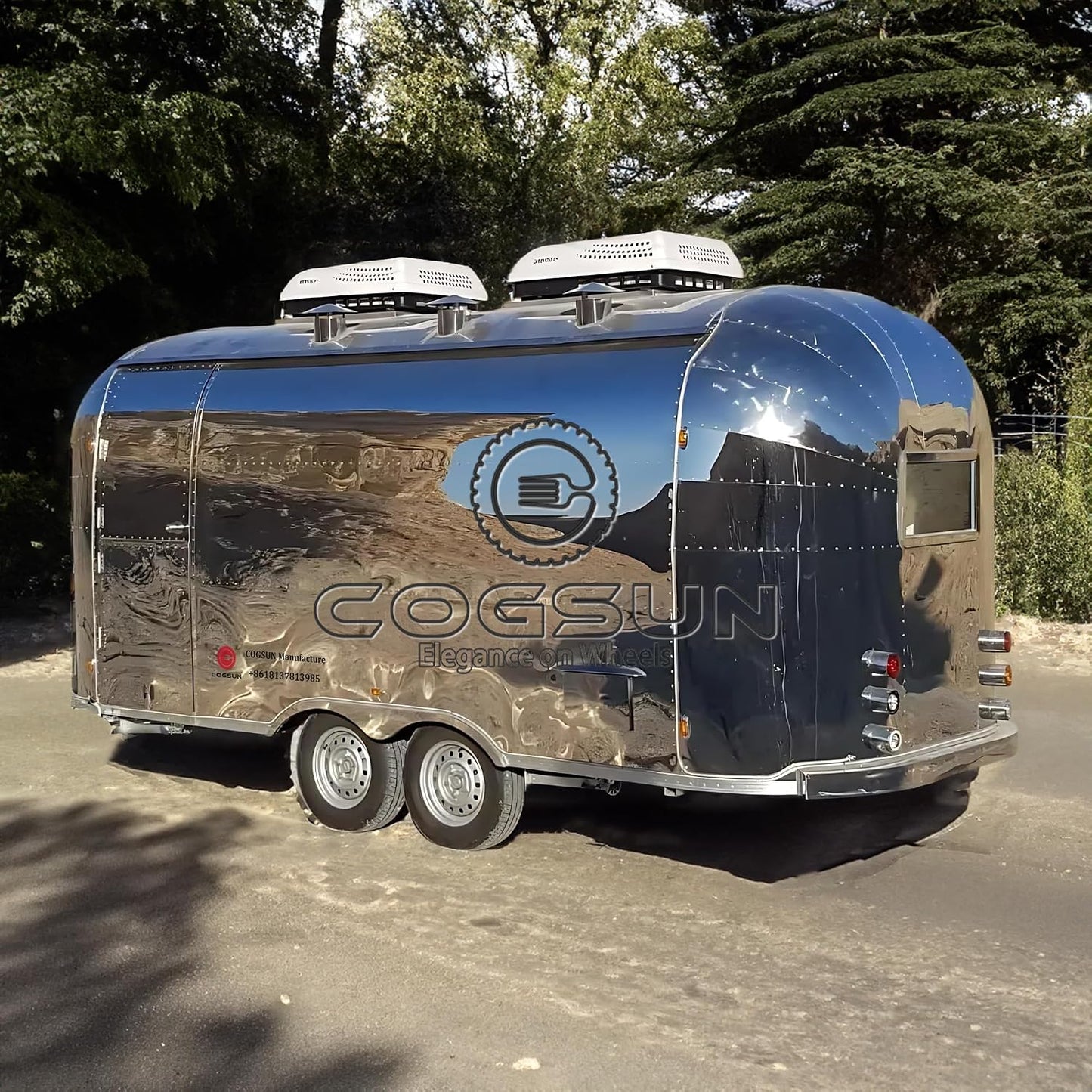13FT Food Trailer Truck Concession Trailer Mirror Trucks Trailer for Business Deposit Advance Payment Food Vending Cart Camp Trailer Empty Air Food Trailers for Sale