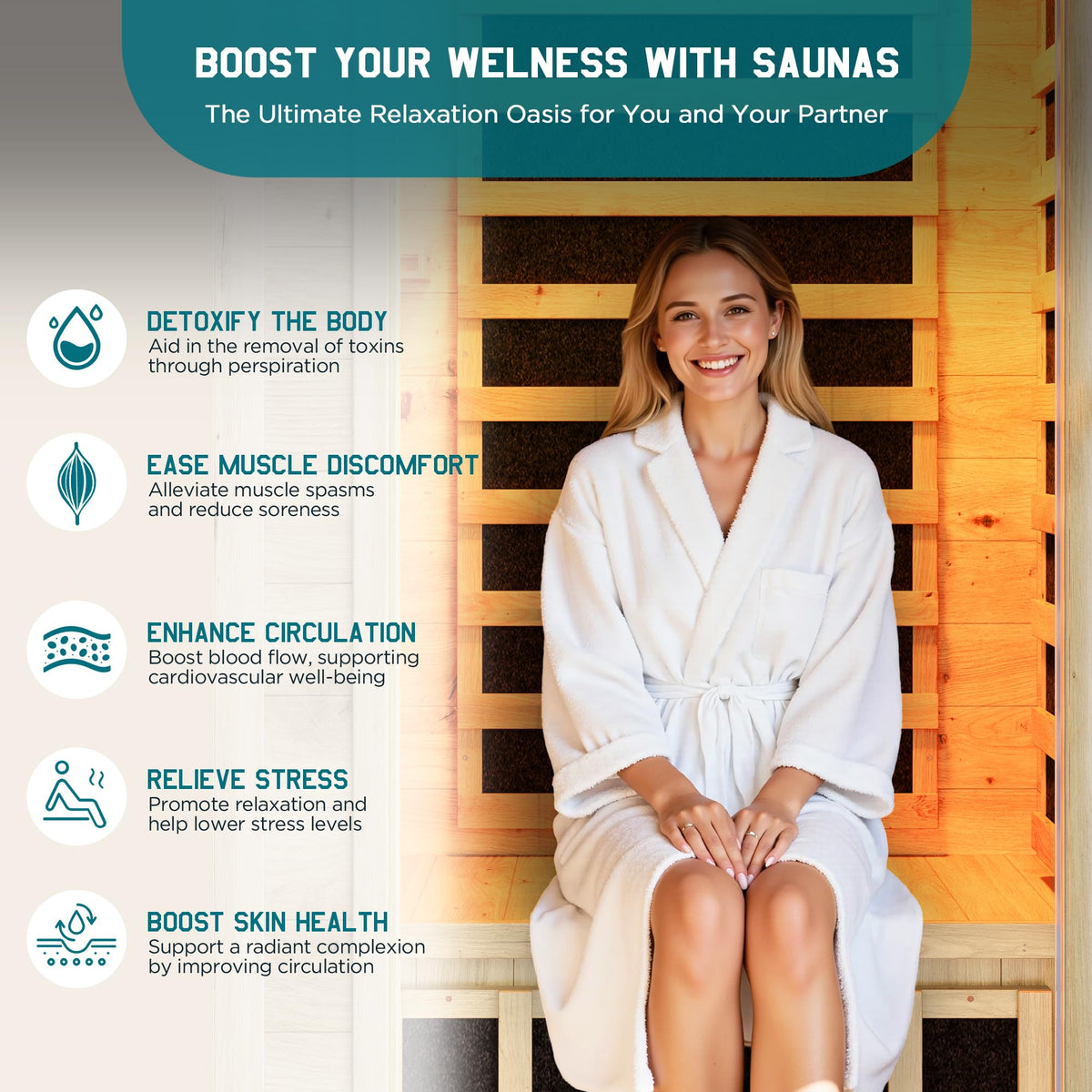 Albott 4 Person Infrared Sauna with 7-Color Light Therapy, Low EMF 2145W