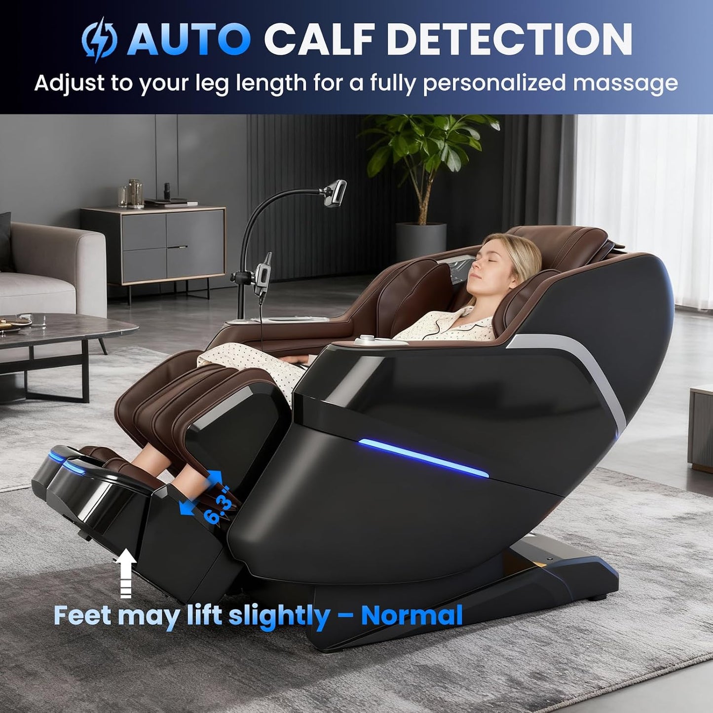 4D Massage Chair Full Body with Space Walk & Ankle Stretch, 2026 Zero Gravity 55“ SL-Track Shiatsu Massage Chair Recliner, Electric Calfrest Extension & Foot Rollers, AI Voice Control S002 Black