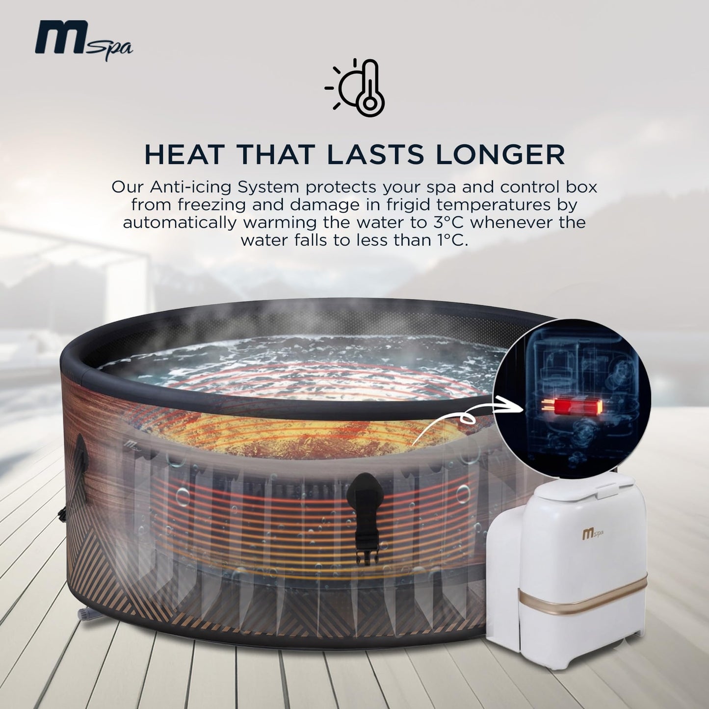MSpa 6-Person Inflatable Hot Tub, Round Bubble Massage Spa, Champagne Gold | 138 Air Jets, Heats to 104F, 2200W PTC Heater, Drop-Stitch Walls, WiFi App Control, Auto-Filtration, All-in-One Control Box