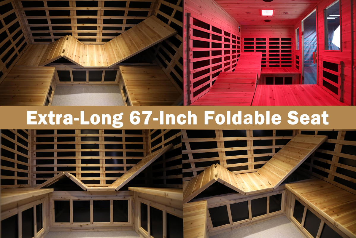 LTCCDSS Ultra-Low EMF Outdoor Infrared Sauna 2 Person, Composite Wood Far Infrared Sauna for Home, EMF 0.1-1mG, Bluetooth & Chromotherapy
