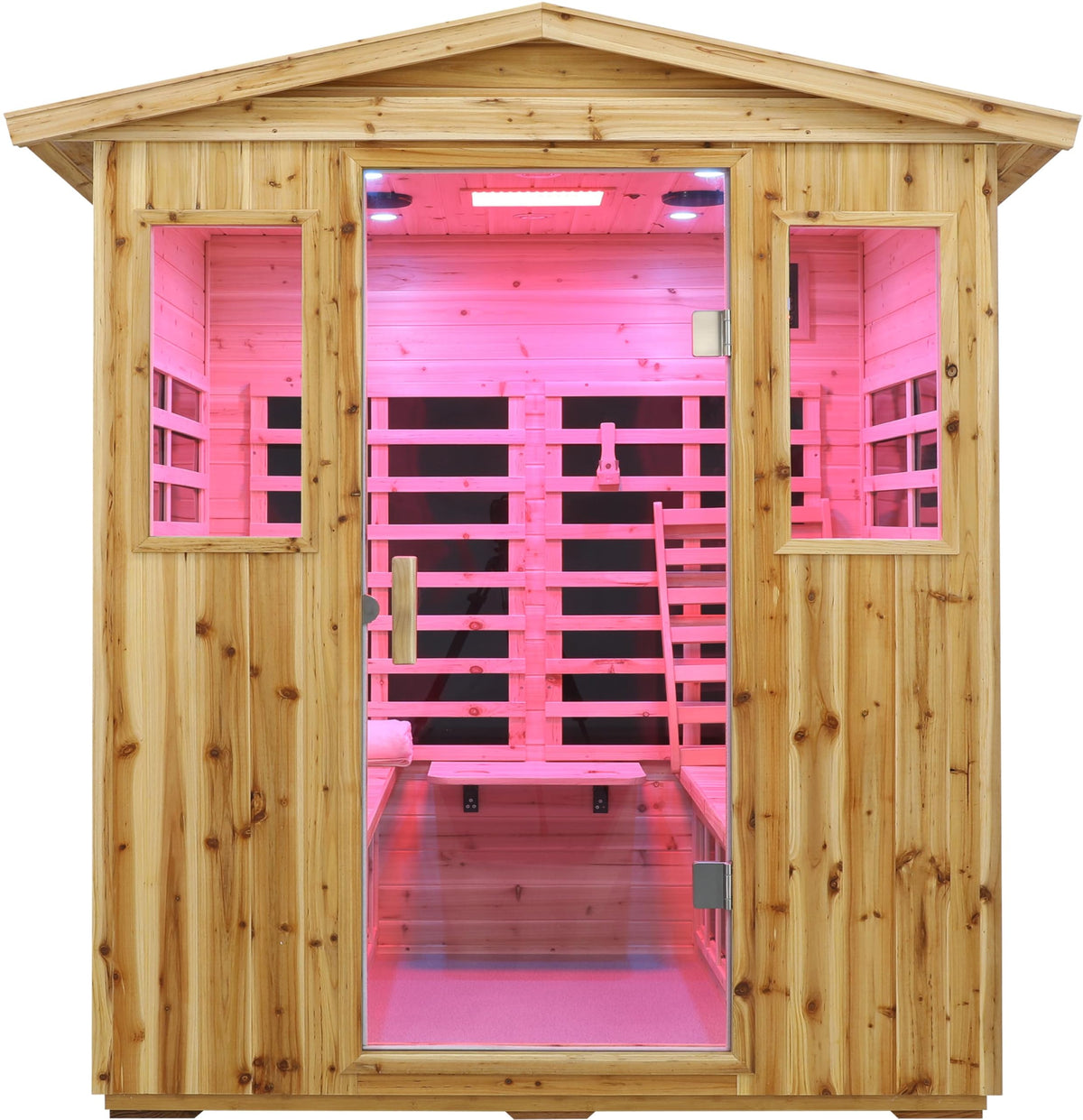 LTCCDSS Ultra-Low EMF Outdoor Infrared Sauna 2 Person, Composite Wood Far Infrared Sauna for Home, EMF 0.1-1mG, Bluetooth & Chromotherapy