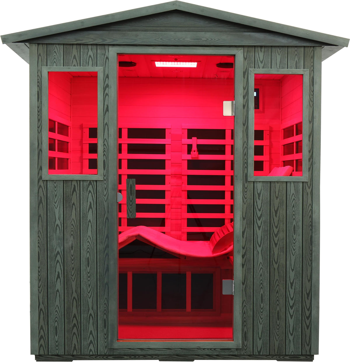 LTCCDSS Ultra-Low EMF Outdoor Infrared Sauna 2 Person, Composite Wood Far Infrared Sauna for Home, EMF 0.1-1mG, Bluetooth & Chromotherapy