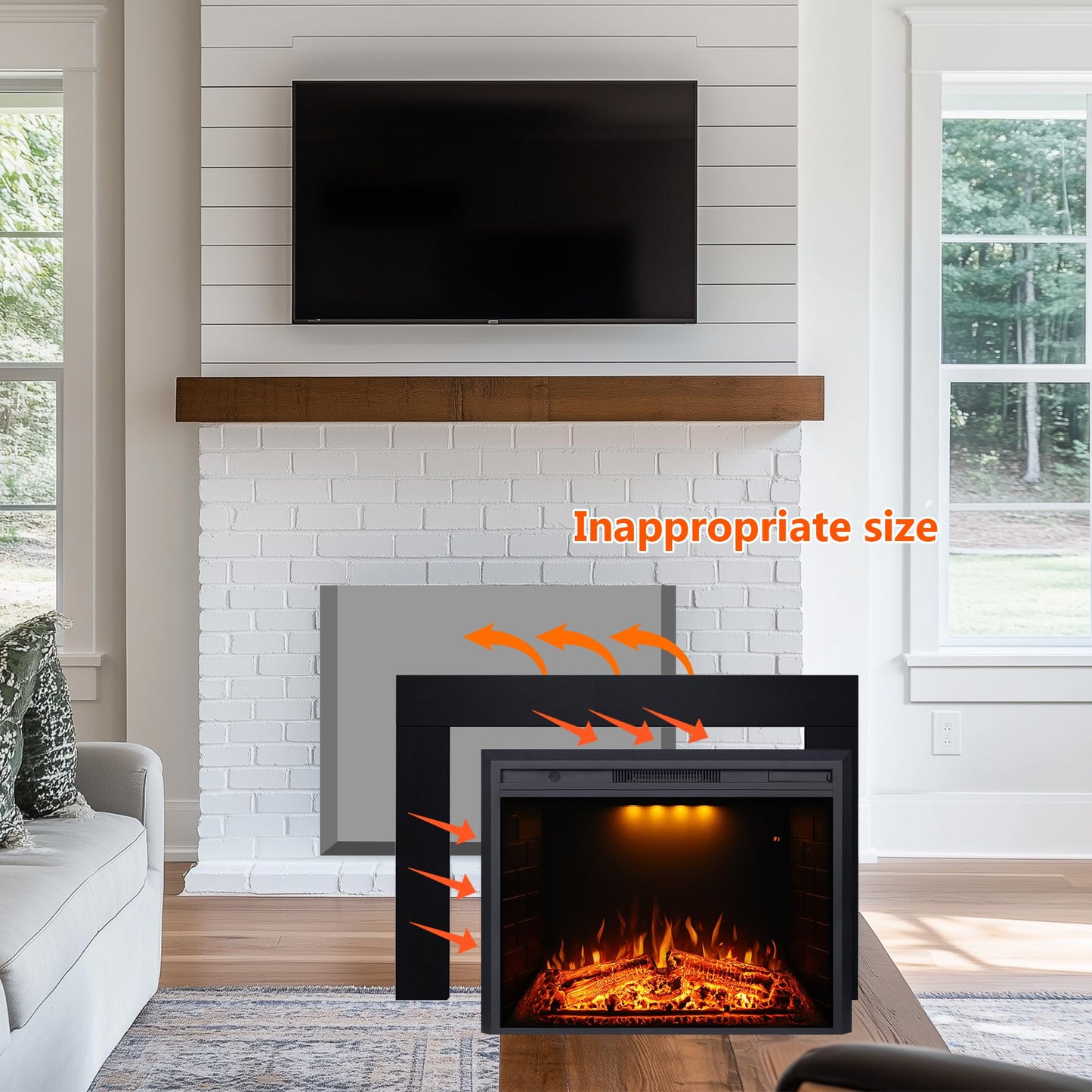 Valuxhome 40” W Electric Fireplace Insert with Log Speaker for Crackling Sound, 750W(Low)/1500W(high) for Heating, Independent Function for Heating and Changing Colors, Overheating Protection