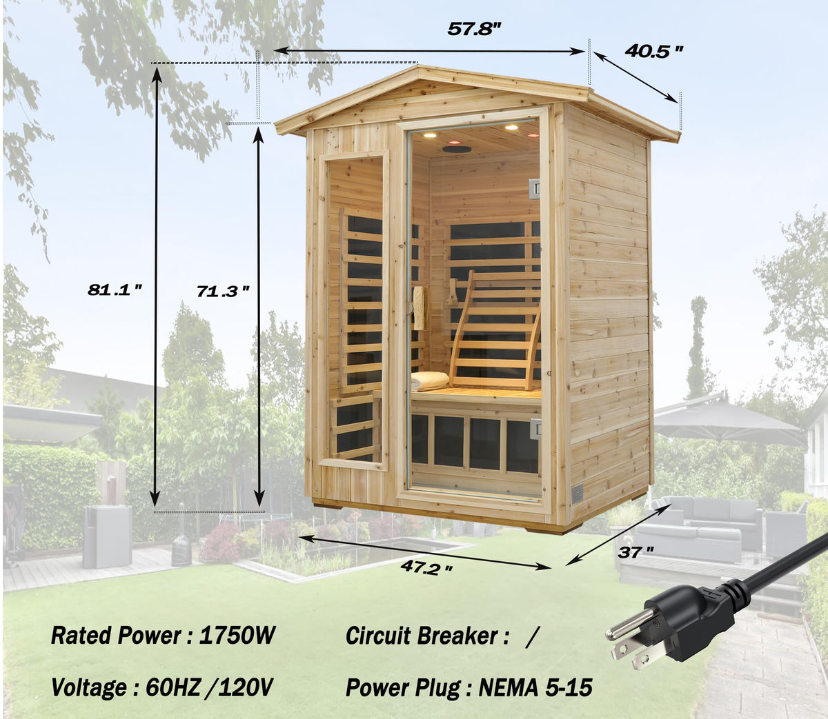 LTCCDSS Full Spectrum Outdoor Sauna 4 Person, Far Infrared, Low EMF, Chromotherapy & Bluetooth