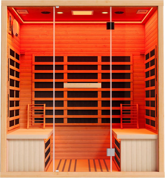 Albott 4 Person Infrared Sauna with 7-Color Light Therapy, Low EMF 2145W