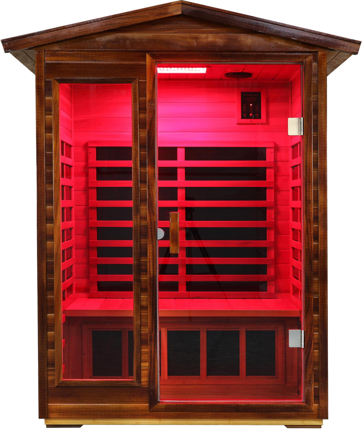 LTCCDSS Ultra-Low EMF Outdoor Infrared Sauna 2 Person, Composite Wood Far Infrared Sauna for Home, EMF 0.1-1mG, Bluetooth & Chromotherapy