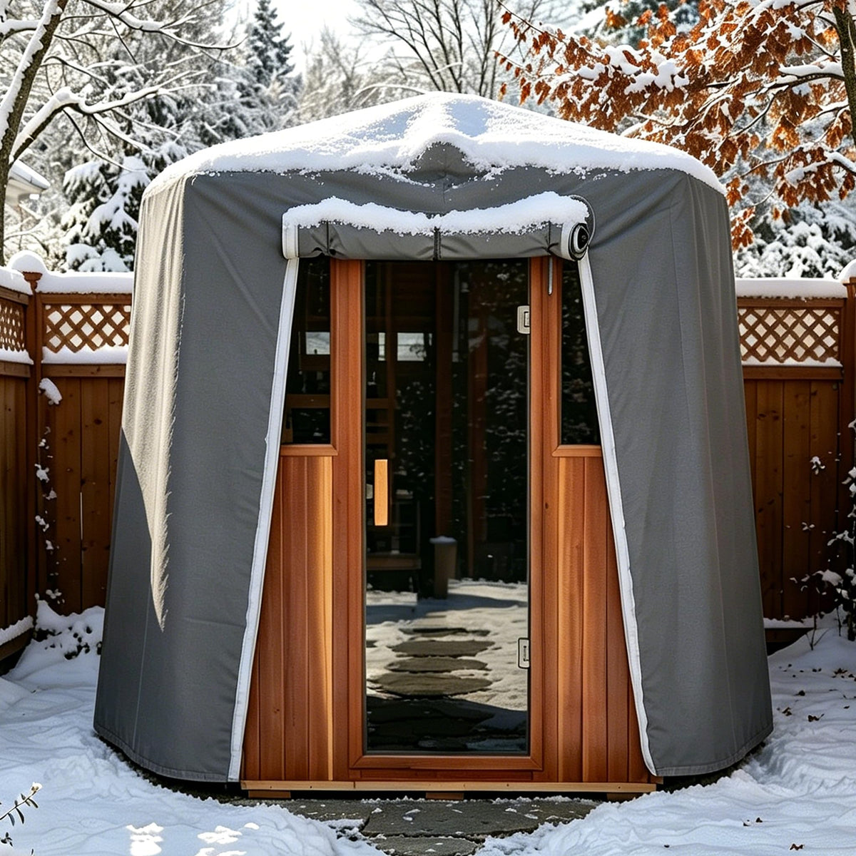 LTCCDSS Ultra-Low EMF Outdoor Infrared Sauna 2 Person, Composite Wood Far Infrared Sauna for Home, EMF 0.1-1mG, Bluetooth & Chromotherapy