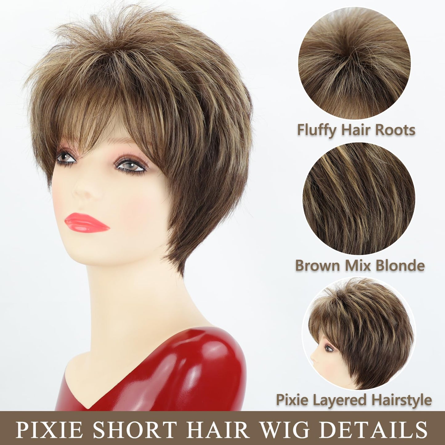 TISHINING Short Grey Curly Wigs for White Women Layered Silver Gray Pixie Cut Synthetic Full Wig with Bangs Natural Looking Daily Party Wigs for Older Women