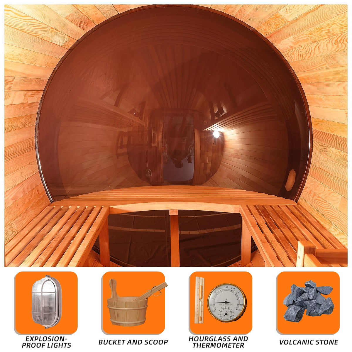 Panoramic Outdoor Sauna,Canadian Cedar 4-6 Person Steam Saunas