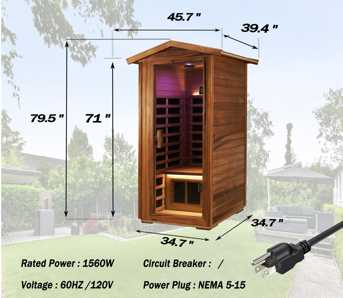 LTCCDSS Full Spectrum Outdoor Sauna 4 Person, Far Infrared, Low EMF, Chromotherapy & Bluetooth
